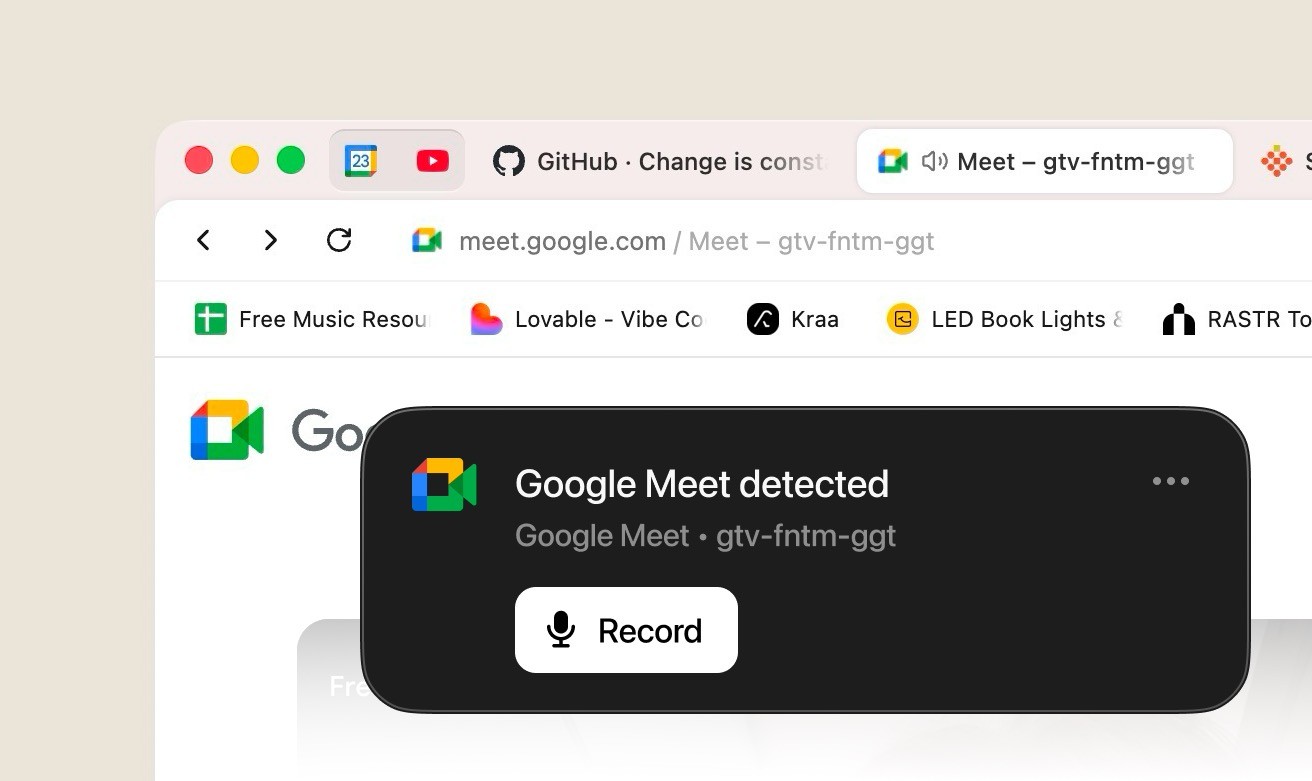 Recording a Google Meet call for transcription