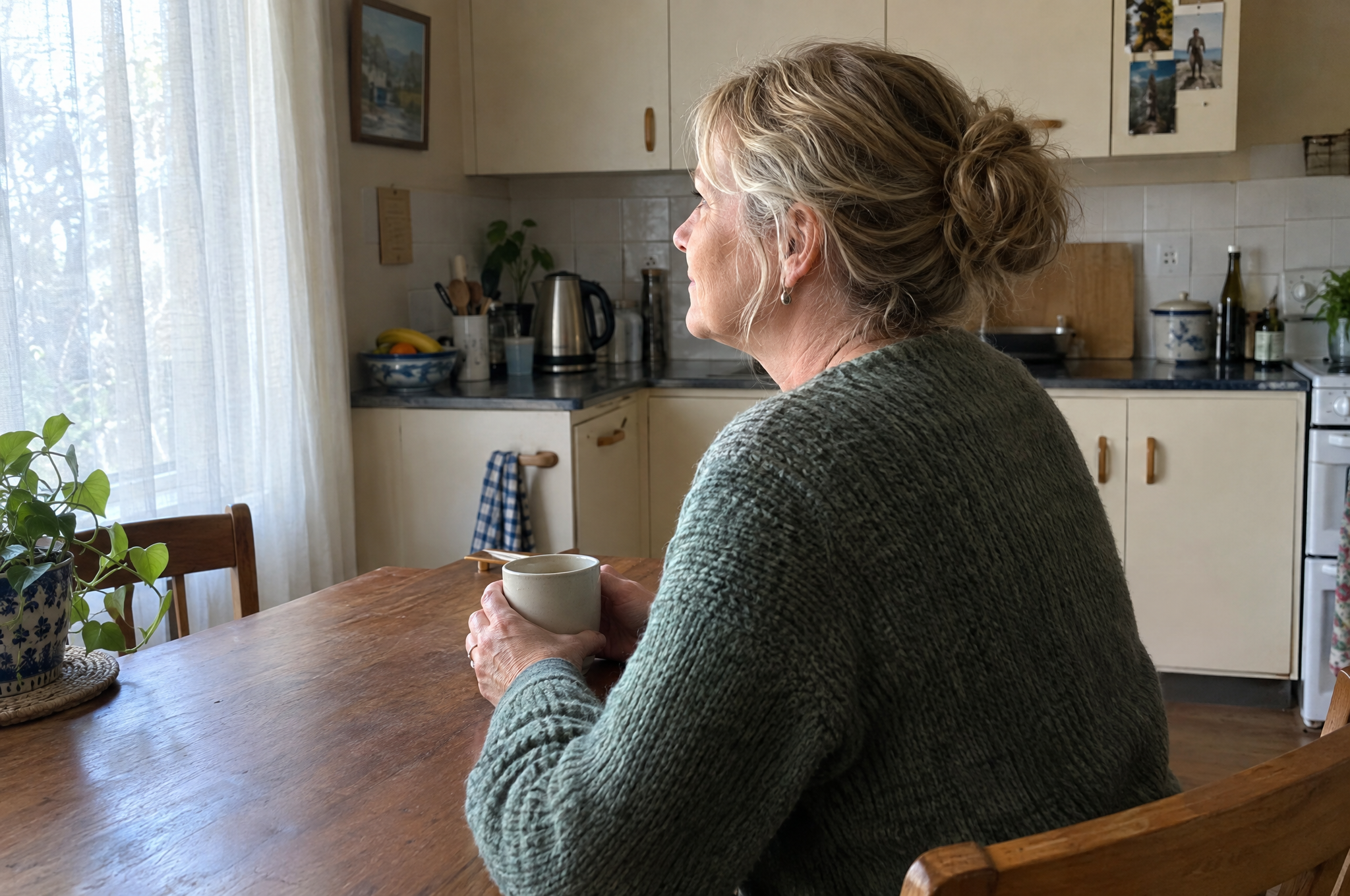 Woman at a kitchen table