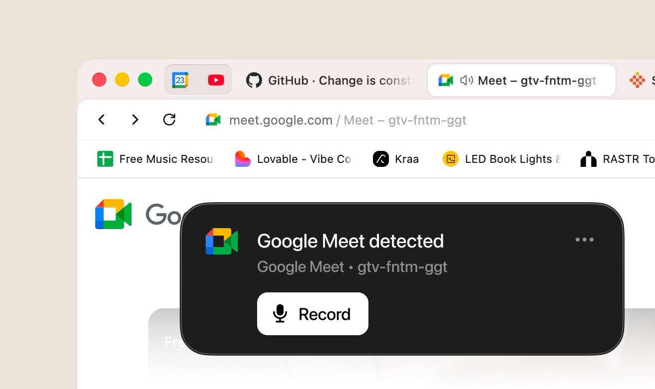 Recording a Google Meet call for transcription