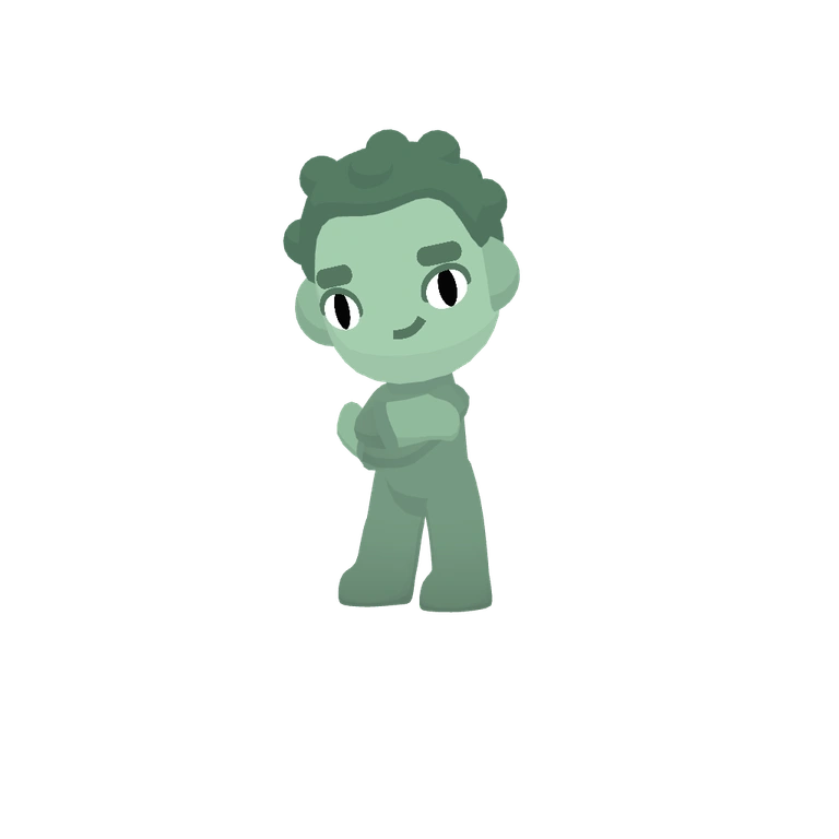 Green companion with crossed arms